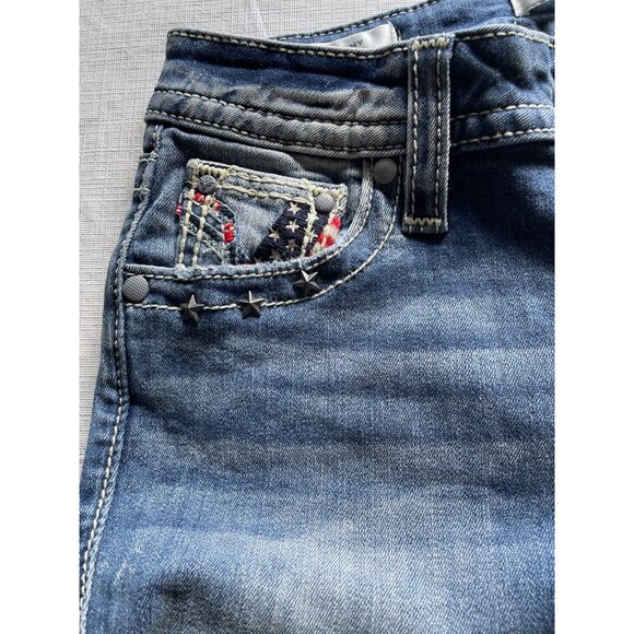 Vigoss Womens Skinny Jeans Size 0 Distressed Denim With American Flag Pockets & - Picture 4 of 8